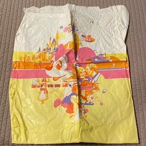 VINTAGE 80’s WALT DISNEY WORLD resort paper bag yellow pink Mickey Mouse